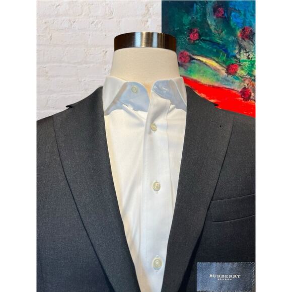 Burberry London 39S Charcoal Gray Super 100s Blazer Sport Coat Jacket - Picture 2 of 14